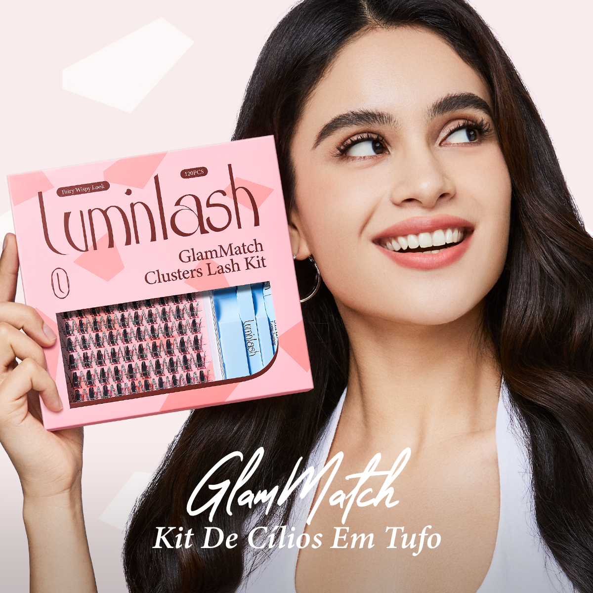 LUMINLASH 120-Piece Eyelash Cluster Kit 8-18mm | Fairy Wispy Look D | DIY Extension with Glue & Sealant