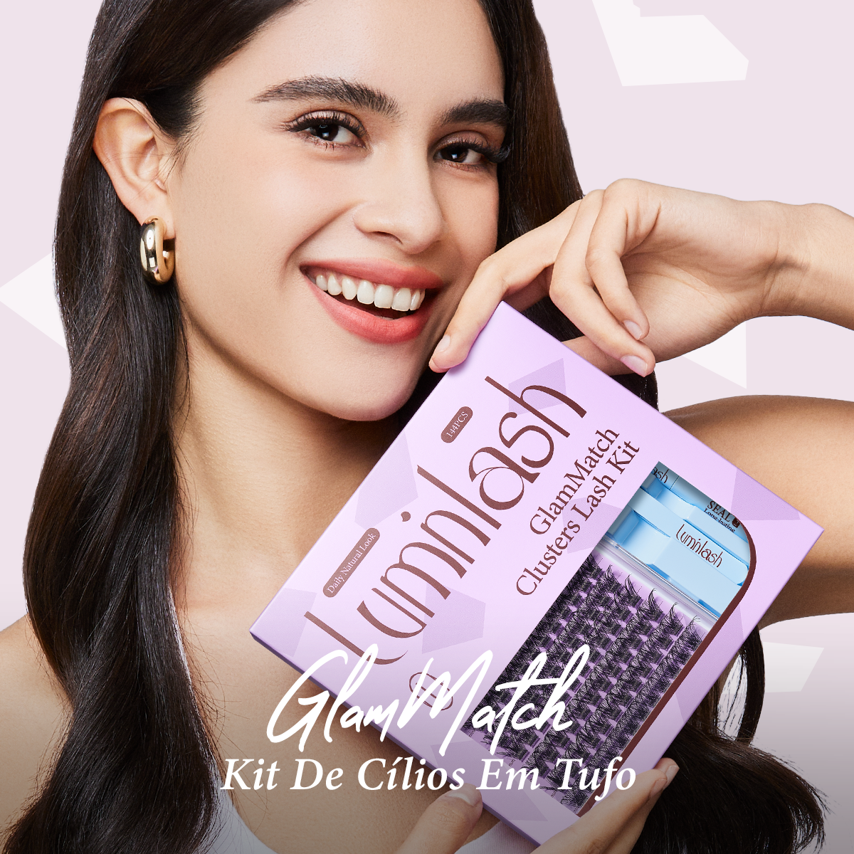 LUMINLASH Cluster Eyelash Kit 144PCS 8–18mm | Daily Natural Look D | DIY Extension with Glue & Sealant