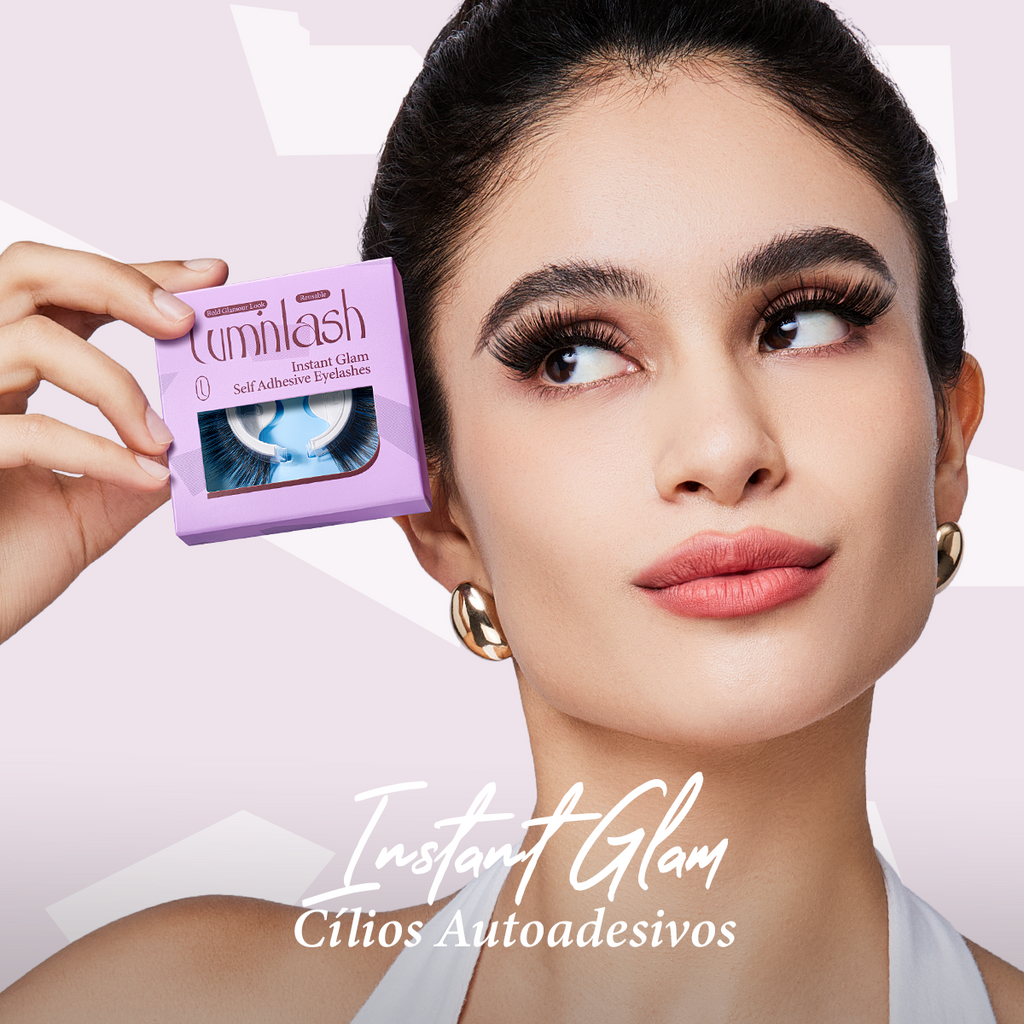 LUMINLASH Self-Adhesive False Eyelashes | Bold Glamour Look D | One-Piece Design | Reusable