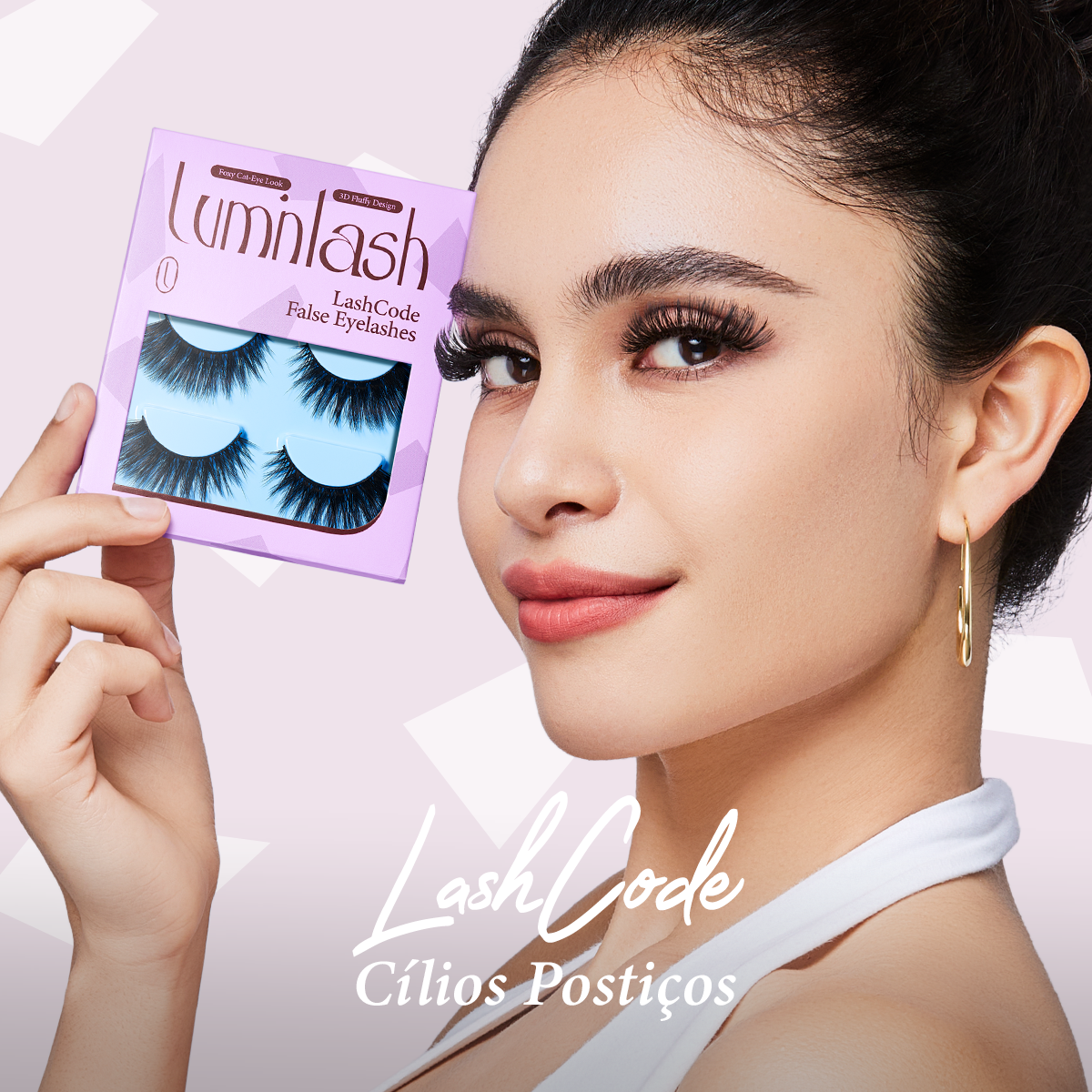 LUMINLASH False Eyelashes 3 Pairs – Foxy Cat-Eye Look | 3D Fluffy Comfortable One-Piece for Beginners