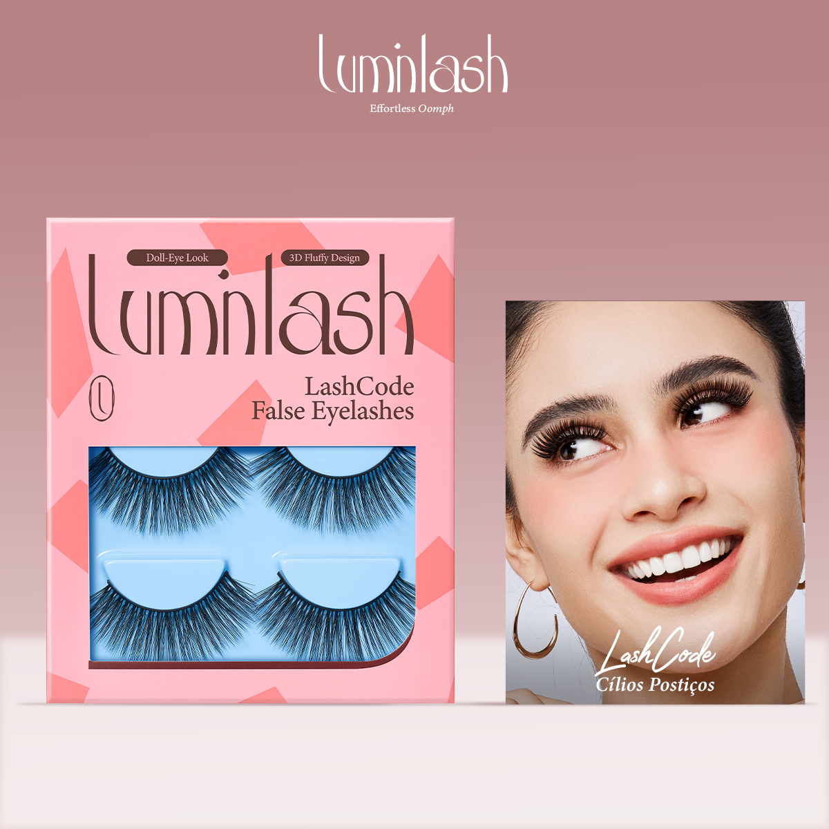 LUMINLASH False Eyelashes 3 Pairs – Doll-Eye Look | 3D Fluffy Comfortable One-Piece for Beginners