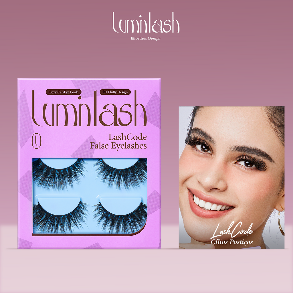 LUMINLASH False Eyelashes 3 Pairs – Foxy Cat-Eye Look | 3D Fluffy Comfortable One-Piece for Beginners