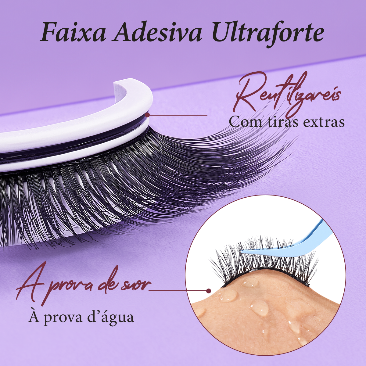 LUMINLASH Self-Adhesive False Eyelashes | Bold Glamour Look D | One-Piece Design | Reusable