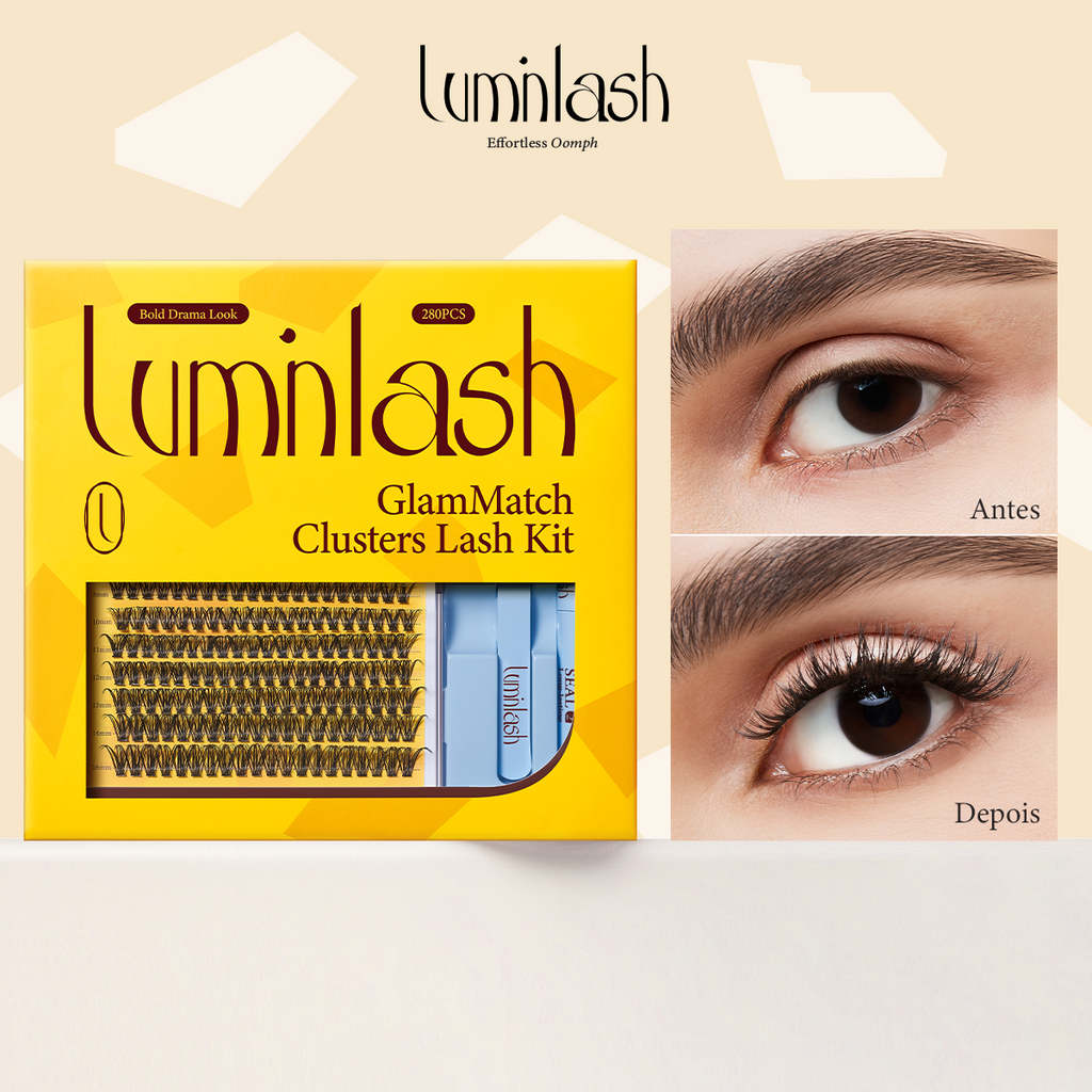 LUMINLASH 280-Piece Eyelash Cluster Kit 8-16mm | Bold Drama Look 30D+40D | DIY Extension with Glue & Sealant