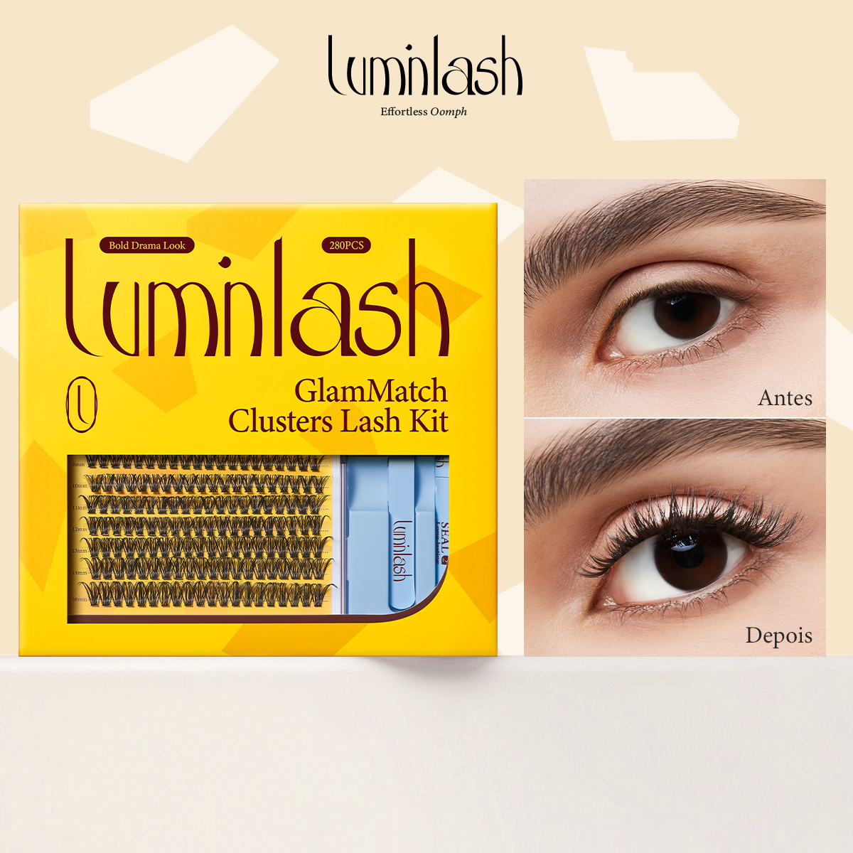 LUMINLASH 280-Piece Eyelash Cluster Kit 8-16mm | Bold Drama Look 30D+40D | DIY Extension with Glue & Sealant