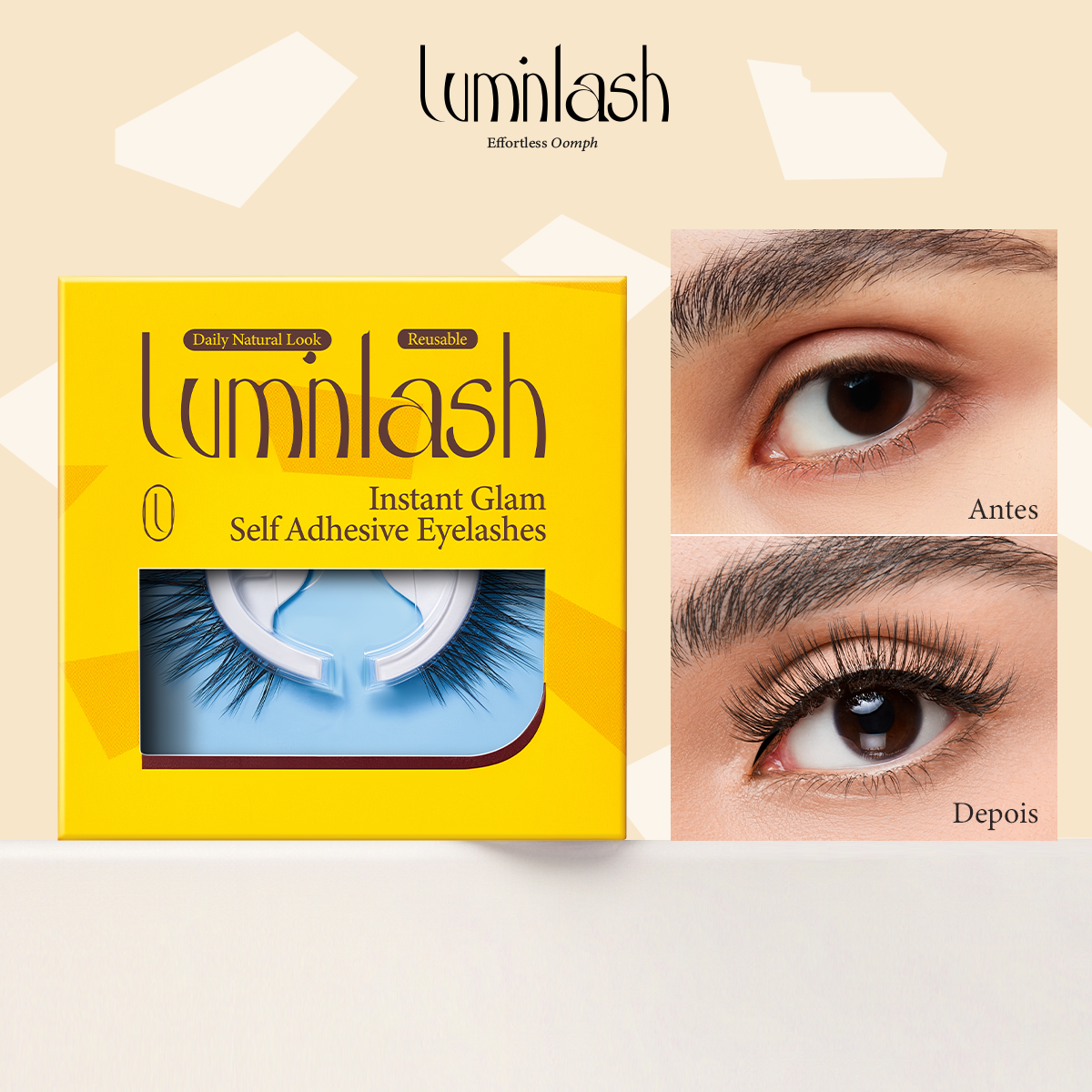 LUMINLASH Self-Adhesive False Eyelashes | Daily Natural Look | One-Piece Design | Reusable