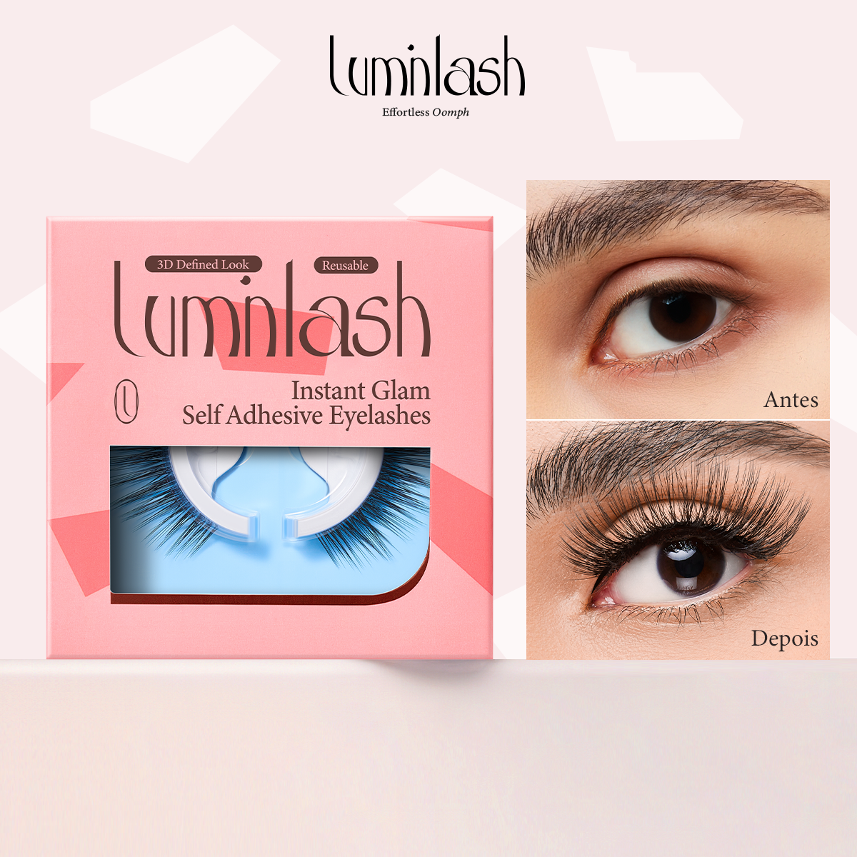 LUMINLASH Self-Adhesive False Eyelashes | 3D Defined Look | One-Piece Design | Reusable