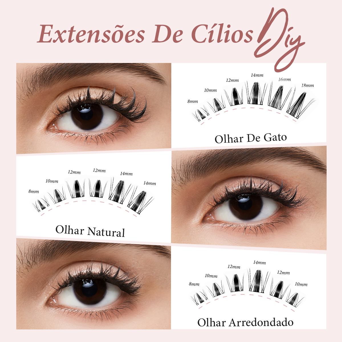 LUMINLASH 120-Piece Eyelash Cluster Kit 8-18mm | Fairy Wispy Look D | DIY Extension with Glue & Sealant