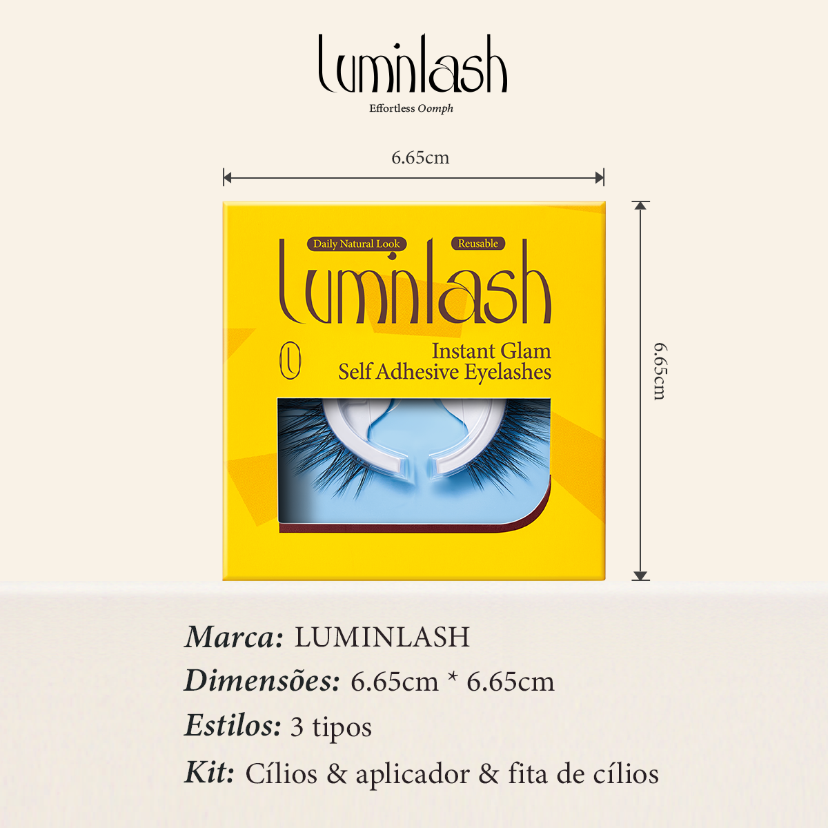 LUMINLASH Self-Adhesive False Eyelashes | Daily Natural Look | One-Piece Design | Reusable