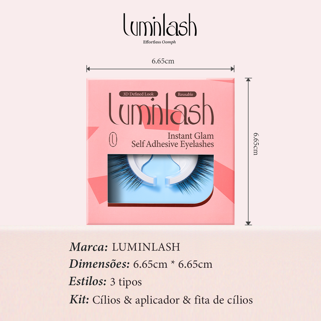 LUMINLASH Self-Adhesive False Eyelashes | 3D Defined Look | One-Piece Design | Reusable